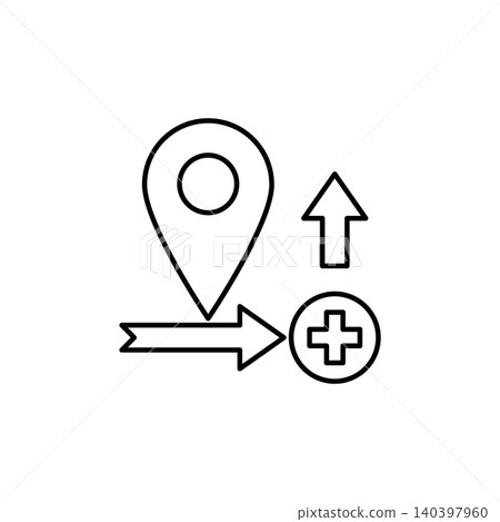 Emergency Rescue Location Tracking Path Line Icon 140397960