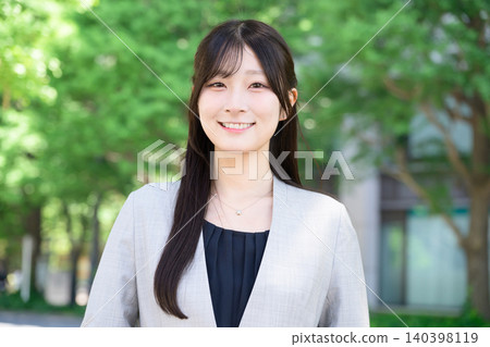 A female businessperson smiles while looking at the camera. A female businessperson smiles while looking at the camera. 140398119