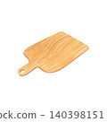 Watercolor wooden cutting board illustration isolated on white. Hand drawn rustic kitchen serving board clipart 140398151