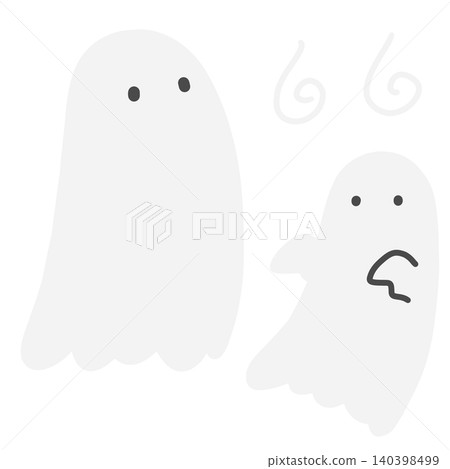 Simple and cute illustrations of white ghosts (2 figures) 140398499