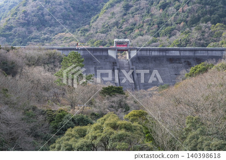 A gravity-type concrete dam, Ayugawa Dam, constructed in Sumoto City. A gravity-type concrete dam, Ayugawa Dam, constructed in Sumoto City. 140398618