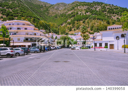Spain, the white village of Mijas, parking lot scene 140399058