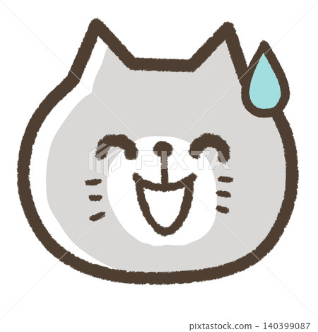 An illustration of a cat giving a forced smile. An illustration of a cat giving a forced smile. 140399087
