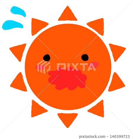 一幅看起來很熱的太陽插圖(用於預防中暑、預防曬傷和夏季形象) 一幅看起來很熱的太陽插圖(用於預防中暑、預防曬傷和夏季形象) 140399723