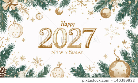 Happy new year 2027 greeting card design Happy new year 2027 greeting card design 140399958