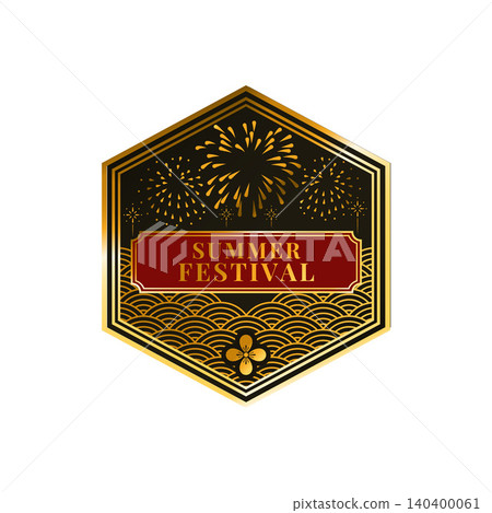 Summer Festival Fireworks Display Gold Badge Label Vector Illustration Hexagon Japanese Style Design Summer Festival Fireworks Display Gold Badge Label Vector Illustration Hexagon Japanese Style Design 140400061