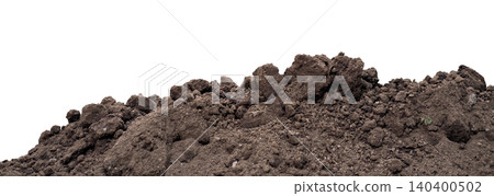 Heap of black dirt and ground clods isolated on white Heap of black dirt and ground clods isolated on white 140400502
