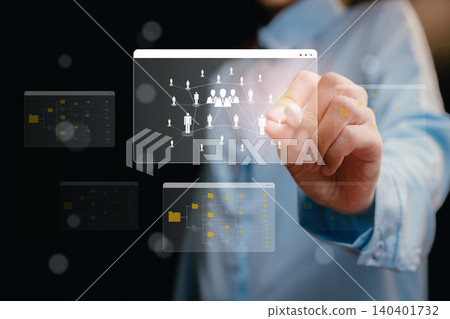 Digital Interaction of User with Network Connections and Data Visualization Concepts, Business concept Digital Interaction of User with Network Connections and Data Visualization Concepts, Business concept 140401732