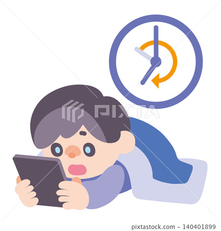 A boy engrossed in watching videos on his tablet. 140401899