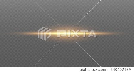 Golden light effect shining horizontally, creating an abstract optical flare 140402129