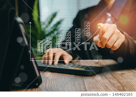 Business growth concept with graph and laptop elements, Business concept Business growth concept with graph and laptop elements, Business concept 140402165