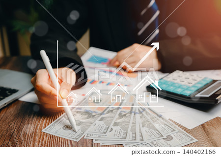 Real estate investment growth concept with money, Business concept Real estate investment growth concept with money, Business concept 140402166