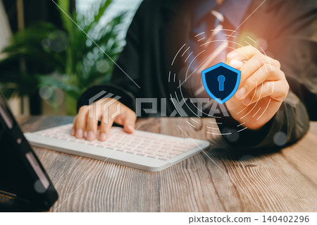 Digital security concept with shield and lock symbol, Business concept Digital security concept with shield and lock symbol, Business concept 140402296