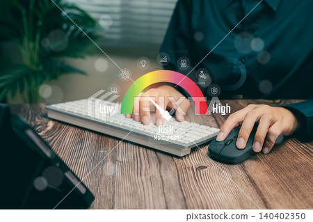 Risk management assessment tool at work desk, Business concept Risk management assessment tool at work desk, Business concept 140402350