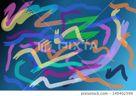 Colorful Abstract Brush Strokes Pattern on Dark Blue Gradient Background Colorful Abstract Brush Strokes Pattern on Dark Blue Gradient Background 140402599