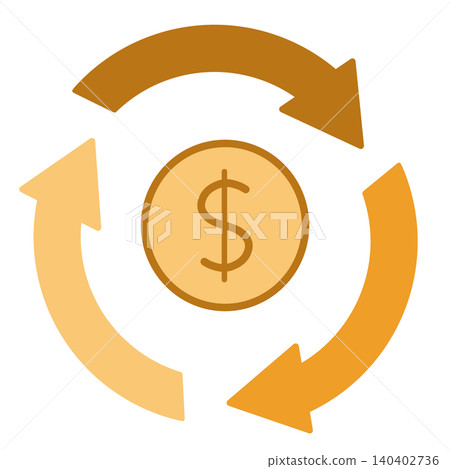 An illustration of money circulation represented by a dollar sign coin and a rotating arrow. An illustration of money circulation represented by a dollar sign coin and a rotating arrow. 140402736