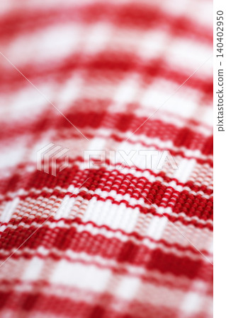 Checkered, cloth and closeup on textile with pattern, color or cotton fabric of picnic blanket. Plaid, tablecloth and lines in motif or traditional style, aesthetic or material with woven detail Checkered, cloth and closeup on textile with pattern, color or cotton fabric of picnic blanket. Plaid, tablecloth and lines in motif or traditional style, aesthetic or material with woven detail 140402950