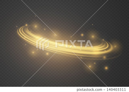Golden light trail swirling with sparkling particles creating a dynamic abstract motion effect Golden light trail swirling with sparkling particles creating a dynamic abstract motion effect 140403311