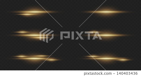 Golden horizontal light streaks creating a luminous abstract overlay on a black background Golden horizontal light streaks creating a luminous abstract overlay on a black background 140403436