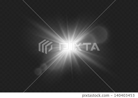 Bright light element creating starburst rays and optical lens flare effects on transparent background Bright light element creating starburst rays and optical lens flare effects on transparent background 140403453