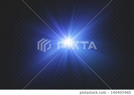 Glowing blue light source projecting bright rays against a dark background Glowing blue light source projecting bright rays against a dark background 140403460