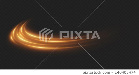Golden light trails creating a dynamic abstract motion blur effect across a dark background Golden light trails creating a dynamic abstract motion blur effect across a dark background 140403474