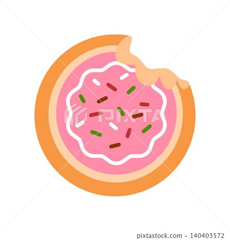 bitten sugar cookie with pink frosting and sprinkles 140403572