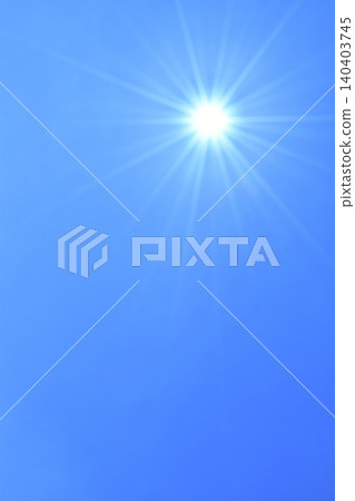 Blue sky and sun, direct sunlight, free space image Blue sky and sun, direct sunlight, free space image 140403745