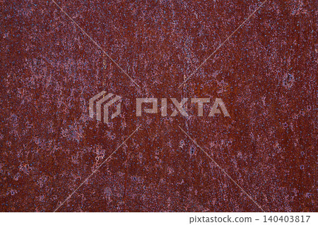 The texture of a metal thick sheet covered with rust, stains and corrosion foci is dark red. Background blank for artwork The texture of a metal thick sheet covered with rust, stains and corrosion foci is dark red. Background blank for artwork 140403817