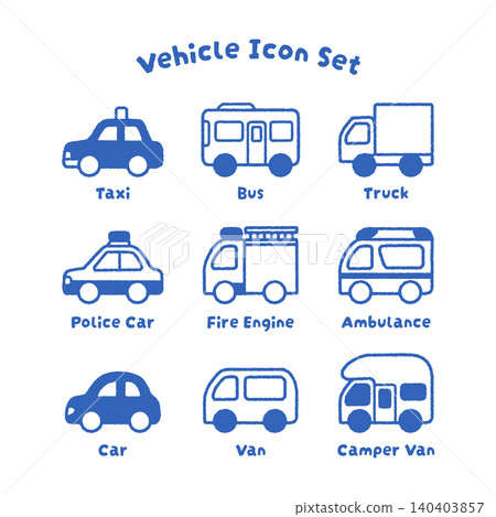 簡潔易用的車輛圖示集 | 汽車、交通工具、向量圖 140403857