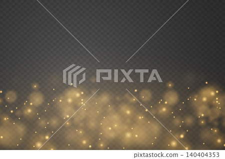 Golden glitter particles and smoke creating a shimmering light effect on a transparent background Golden glitter particles and smoke creating a shimmering light effect on a transparent background 140404353