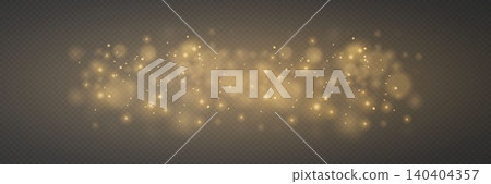 Golden particles and soft bokeh lights illuminate a dark, transparent background with festive glow Golden particles and soft bokeh lights illuminate a dark, transparent background with festive glow 140404357