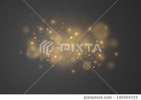 Golden glittering particles and bokeh effect creating a festive and abstract light overlay Golden glittering particles and bokeh effect creating a festive and abstract light overlay 140404359