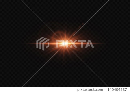 Warm orange light creating a bright lens flare effect with radiating starburst rays on black Warm orange light creating a bright lens flare effect with radiating starburst rays on black 140404387