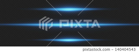 Set of horizontal blue light streaks creating an abstract glowing overlay element Set of horizontal blue light streaks creating an abstract glowing overlay element 140404543