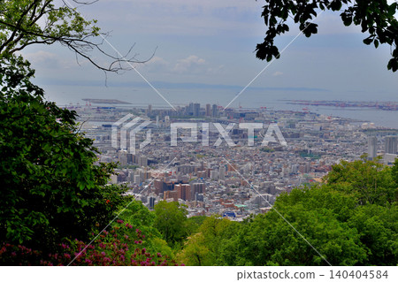 View of Rokko Island from the rest area between Hokura Shrine and Kinchozan Mountain. View of Rokko Island from the rest area between Hokura Shrine and Kinchozan Mountain. 140404584