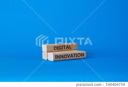 Digital innovation symbol. Concept word Digital innovation on wooden blocks. Beautiful blue background. Business and Digital innovation concept. Copy space Digital innovation symbol. Concept word Digital innovation on wooden blocks. Beautiful blue background. Business and Digital innovation concept. Copy space 140404734