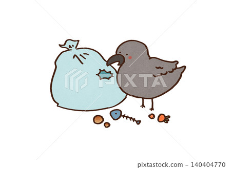 烏鴉啄食垃圾袋,翻找食物殘渣(害鳥問題) 烏鴉啄食垃圾袋,翻找食物殘渣(害鳥問題) 140404770