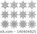 Set of vector illustrations of ship steering wheel icons. 140404825