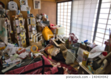 A cluttered room with lots of things; a dirty room; blurred image. 140404942