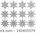 Set of vector illustrations of ship steering wheel icons. 140405079