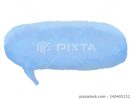 A bright blue, horizontally elongated speech bubble drawn with crayons. A tail on the left. A bright blue, horizontally elongated speech bubble drawn with crayons. A tail on the left. 140405152