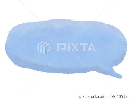 A bright blue, horizontally elongated speech bubble drawn with crayons. A tail on the right. A bright blue, horizontally elongated speech bubble drawn with crayons. A tail on the right. 140405153