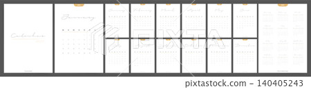 2027 Calendar Planner Template, Set of 12 Monthly Calendar Pages with Cute Illustration Placeholder, Week Starts on Monday, Kawaii Modern Vector Design 2027 Calendar Planner Template, Set of 12 Monthly Calendar Pages with Cute Illustration Placeholder, Week Starts on Monday, Kawaii Modern Vector Design 140405243