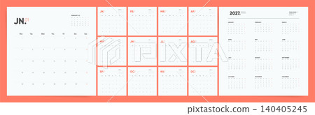 2027 Calendar Planner Template, Set of 12 Monthly Calendar Pages and Year Calendar, Week Starts on Monday, Modern Coral Minimal Vector Design 2027 Calendar Planner Template, Set of 12 Monthly Calendar Pages and Year Calendar, Week Starts on Monday, Modern Coral Minimal Vector Design 140405245