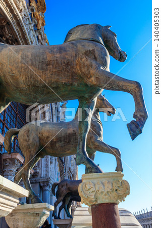 Horses of Saint Mark, also known as the Triumphal Quadriga or Horses of the Hippodrome of Constantinople, in Venice, Italy Horses of Saint Mark, also known as the Triumphal Quadriga or Horses of the Hippodrome of Constantinople, in Venice, Italy 140405303