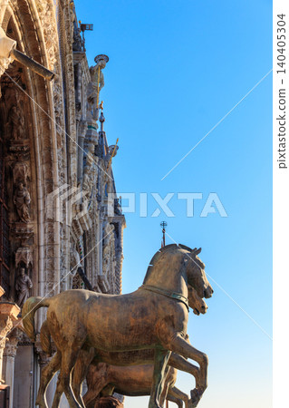 Horses of Saint Mark, also known as the Triumphal Quadriga or Horses of the Hippodrome of Constantinople, in Venice, Italy Horses of Saint Mark, also known as the Triumphal Quadriga or Horses of the Hippodrome of Constantinople, in Venice, Italy 140405304