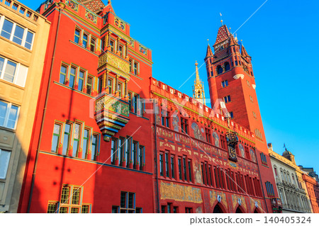 Facade of Basel Town Hall in Basel, Switzerland 140405324