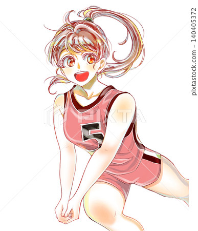 A girl in a volleyball receiving position. A girl in a volleyball receiving position. 140405372