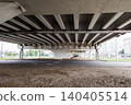 Bottom view of a modern concrete overpass bridge 140405514